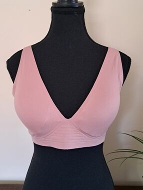 Splendid Gel Bonded Plunge Bra Pink Size Large Wire Free Loungewear Smooth